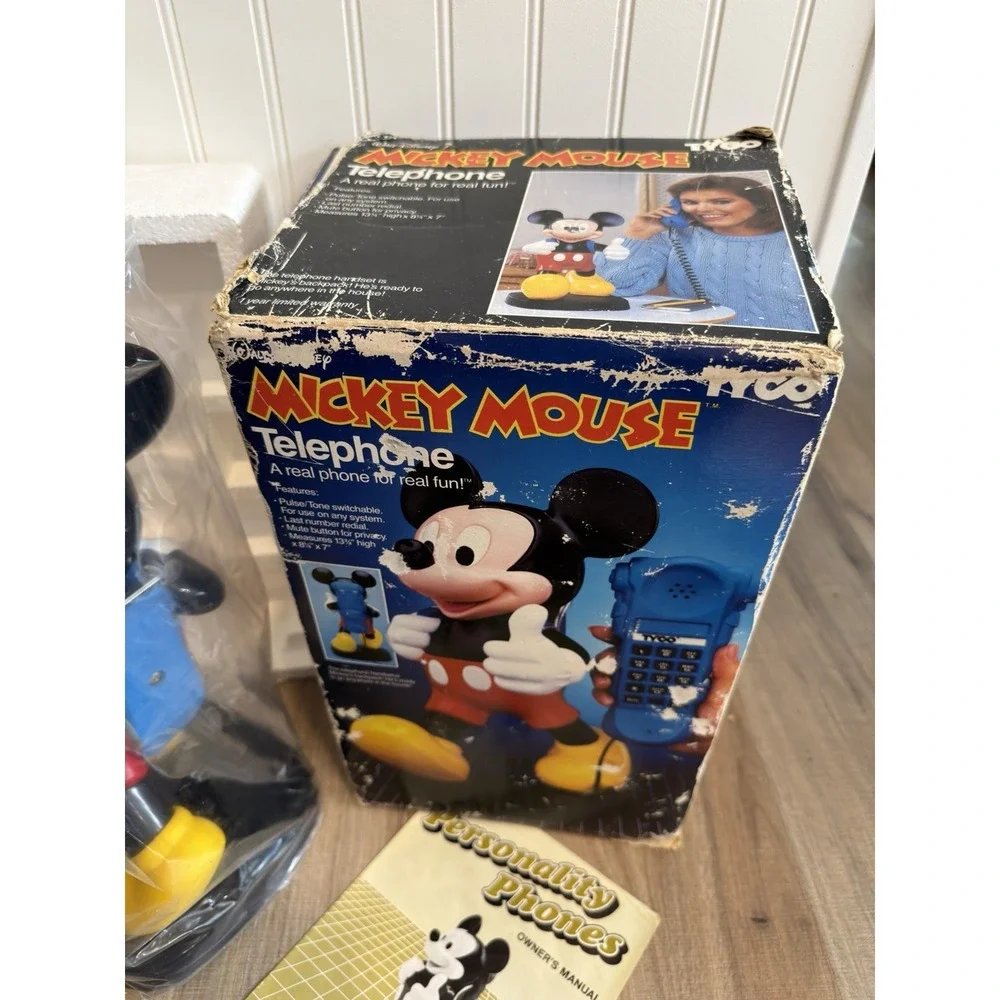 VINTAGE 1986 Mickey Mouse Corded Telephone Disney Tyco NEW, NEVER USED!